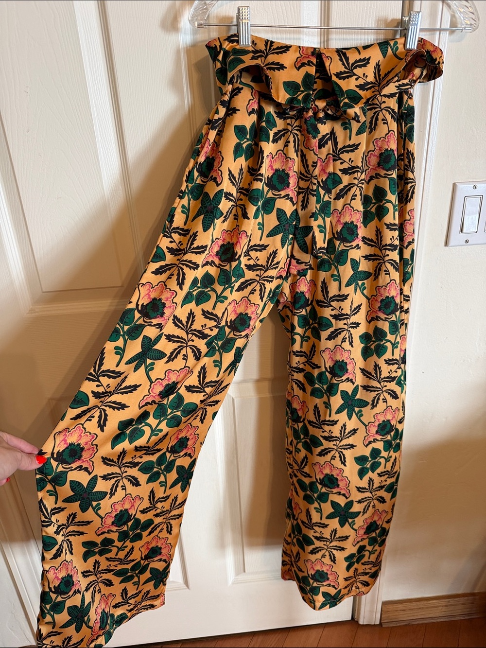Scotch & Soda Mustard Wide-Leg Floral Pants